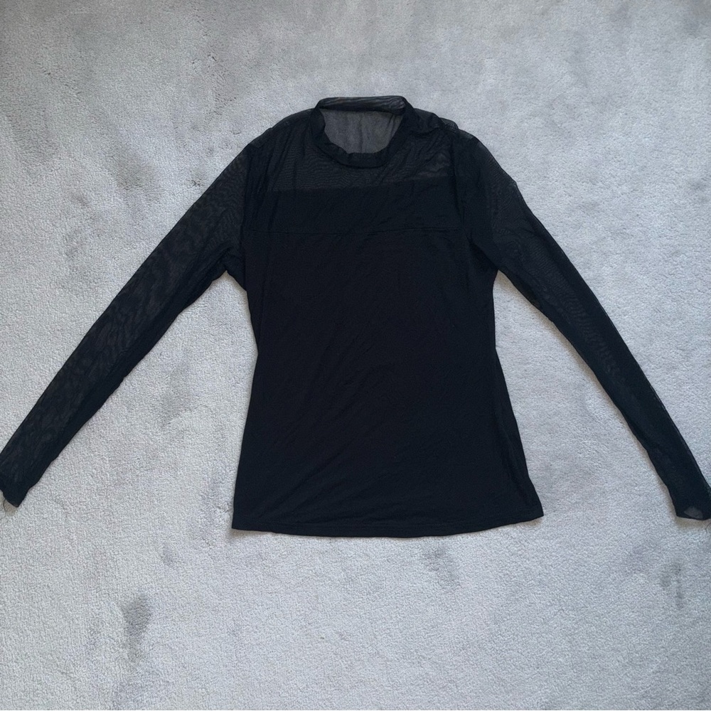 SHEIN black sheer mesh long sleeve top